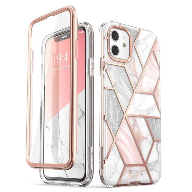 iPhone 11 Case 6.1 inch (2019 Release) Cosmo Full-Body Glitter Marble Bumper Cover with Built-in Screen Protector (RS6)(1U50)