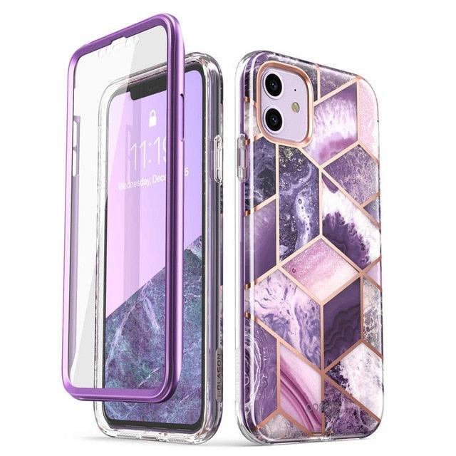 iPhone 11 Case 6.1 inch (2019 Release) Cosmo Full-Body Glitter Marble Bumper Cover with Built-in Screen Protector (RS6)(1U50)