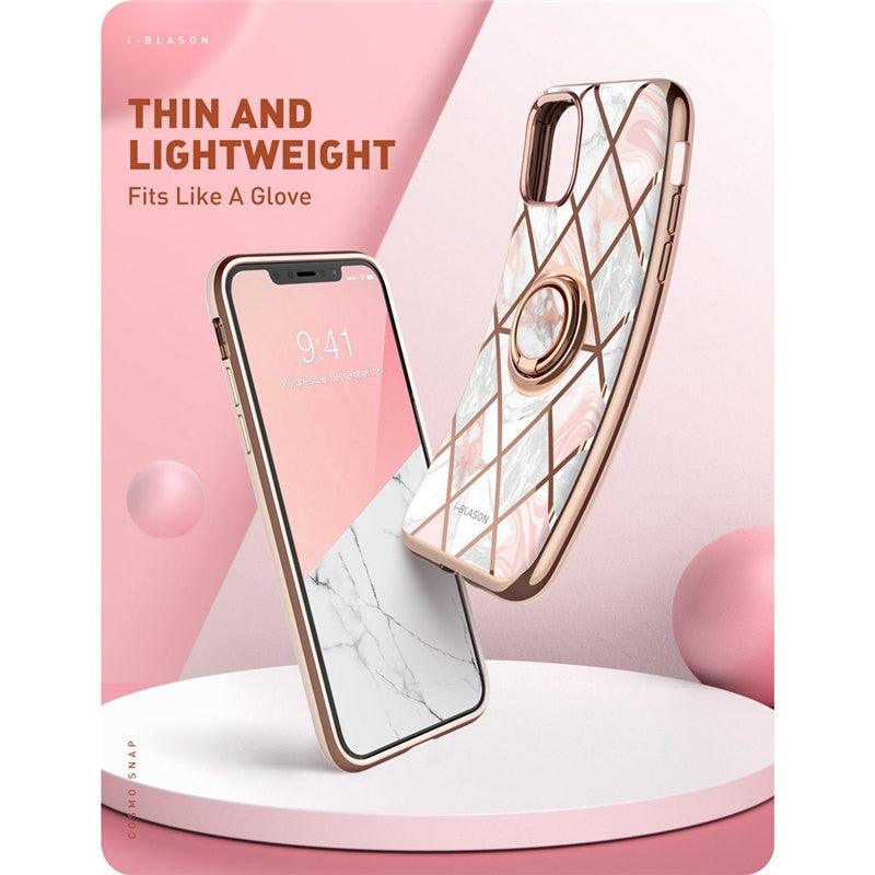 iPhone 11 Pro Max Case (2019 Cosmo Snap Marble Case with Built-in Rotatable Ring Holder Kickstand Support Car Mount (RS6)(1U50)(F50)