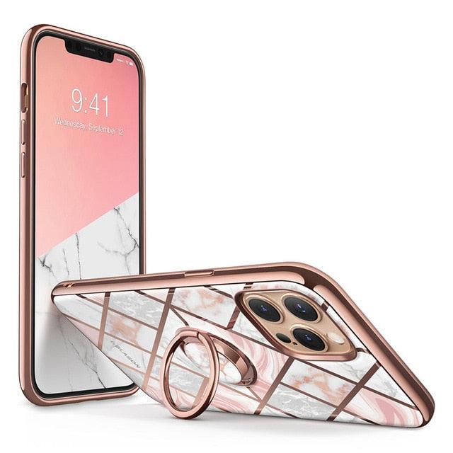 iPhone 12 Case/12 Pro Case 6.1" (2020 Cosmo Snap Marble Case with Built-in Rotatable Ring Holder Support Car Mount (D50)(RS6)(1U50)