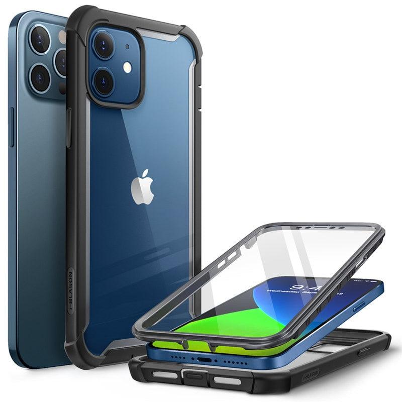 iPhone 12 Case/12 Pro Case 6.1 inch (2020) Ares Full-Body Rugged Clear Bumper Cover with Built-in Screen Protector (RS6)(1U50)