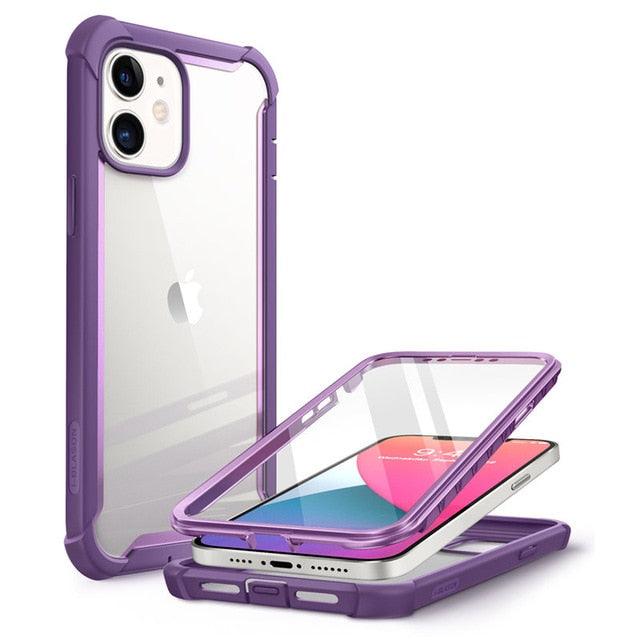 Trending iPhone 12 Mini Case 5.4" (2020 Release) Ares Full-Body Rugged Clear Bumper Cover with Built-in Screen Protector (RS6)(1U50)