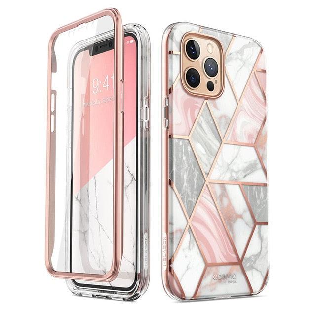 iPhone 12 Pro Max Case 6.7 inch (2020) Cosmo Full-Body Glitter Marble Bumper Case with Built-in Screen Protector (RS6)(1U50)