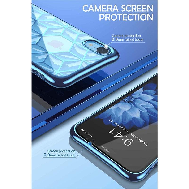 iPhone XR Case 6.1" Cube Series Slim Crystal Clear Flexible TPU Protective Cover with Geometric 3D Diamond Pattern (RS6)(1U50)