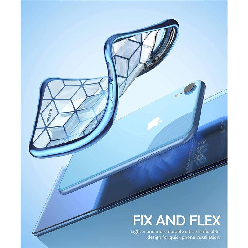iPhone XR Case 6.1" Cube Series Slim Crystal Clear Flexible TPU Protective Cover with Geometric 3D Diamond Pattern (RS6)(1U50)