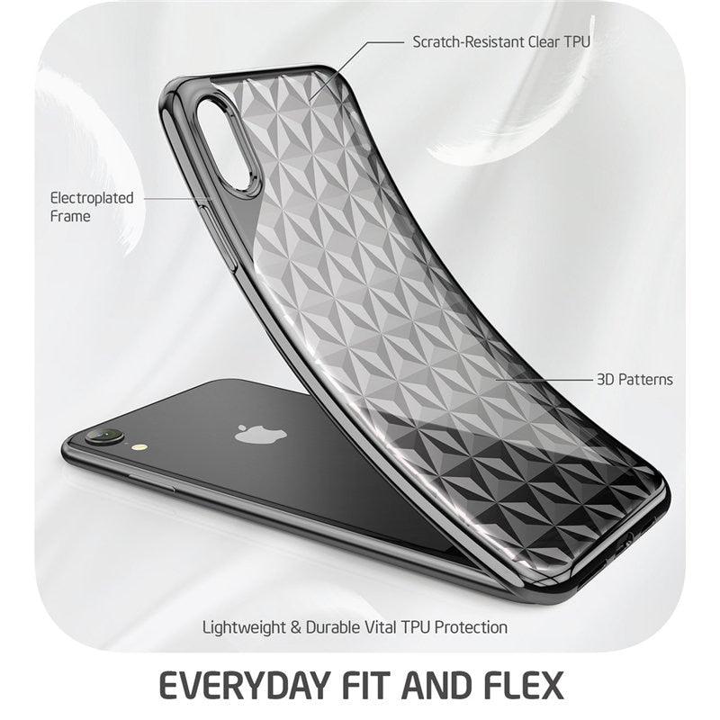 iPhone XR Case 6.1" Matrix Slim Flexible Clear TPU Protective Case with Electroplated Metallic Bumper For iPhone XR (RS6)(1U50)