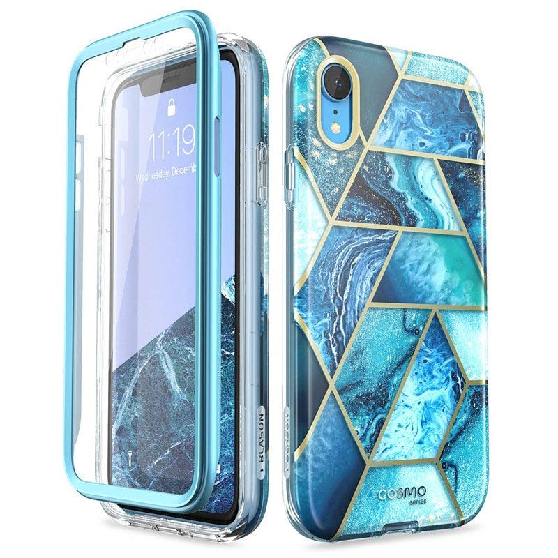 iPhone XR Case 6.1 inch Cosmo Full-Body Glitter Marble Bumper Case with Built-in Screen Protector For iPhone XR (RS6)(1U50)
