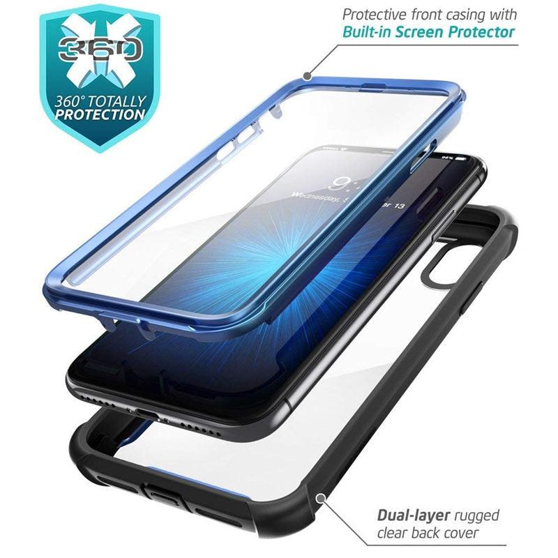 iPhone Xs Max Case 6.5 inch Ares Series Full-Body Rugged Clear Bumper Case with Built-in Screen Protector (D50)(RS6)(1U50)