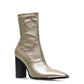 Great Stretch Slip On Ankle Boots - Women Metal Square Toe Boots - Sock Thick High Heels (1U38)(1U107)(1U36)(BB1)(BB2)(CD)(WO4)