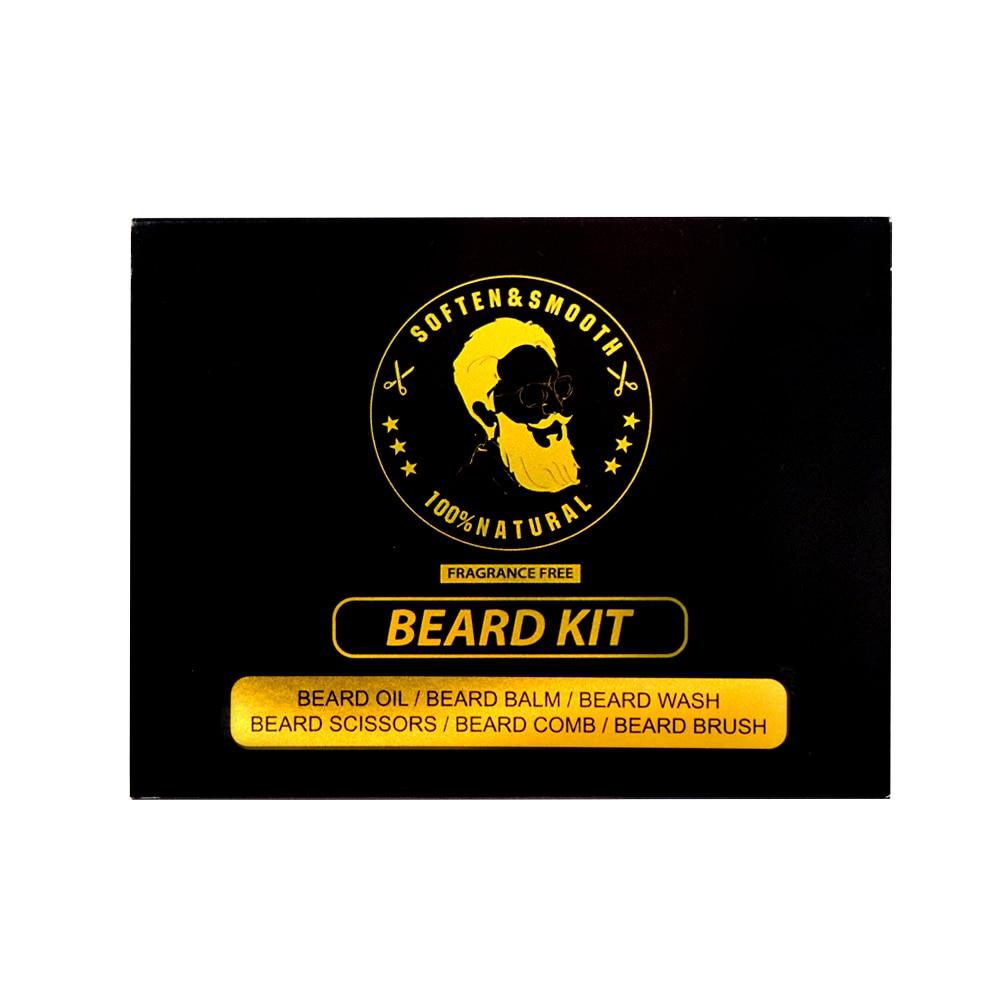 6Pcs/Set Men Beard Care Kit Hair Growth Enhancer Nourishing - Balm Pure Natural Scissors Brush Wash Cleaner(BD7)(BD1)(BD2)(BD3)