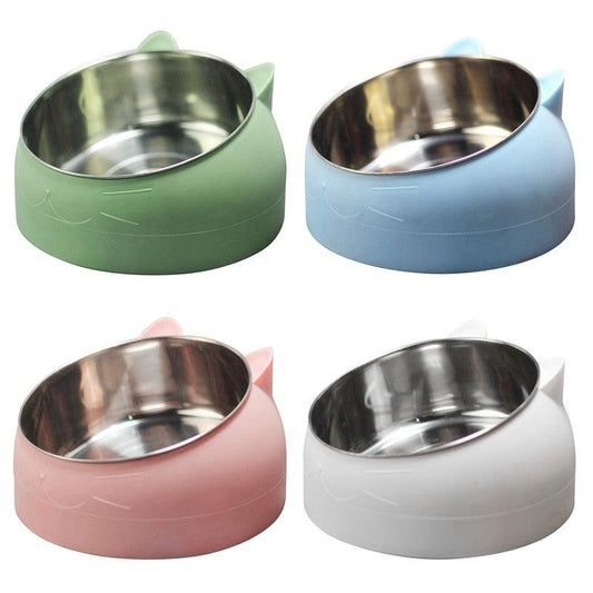 Inclinable Dog Cat Bowls - Stainless Steel Feeding Feeder Water Bowl For Pet - Dog Cat Puppy Outdoor Food Dish (2U71)