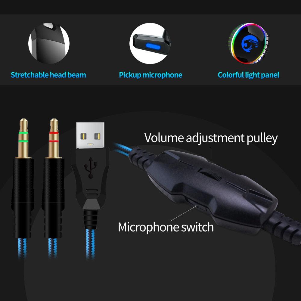 A60 PS4 Gaming Headset Wired 4D RGB Marquee Stereo Earphones Headphones with Microphone for New Xbox One/Laptop Tablet (AH)(F49)