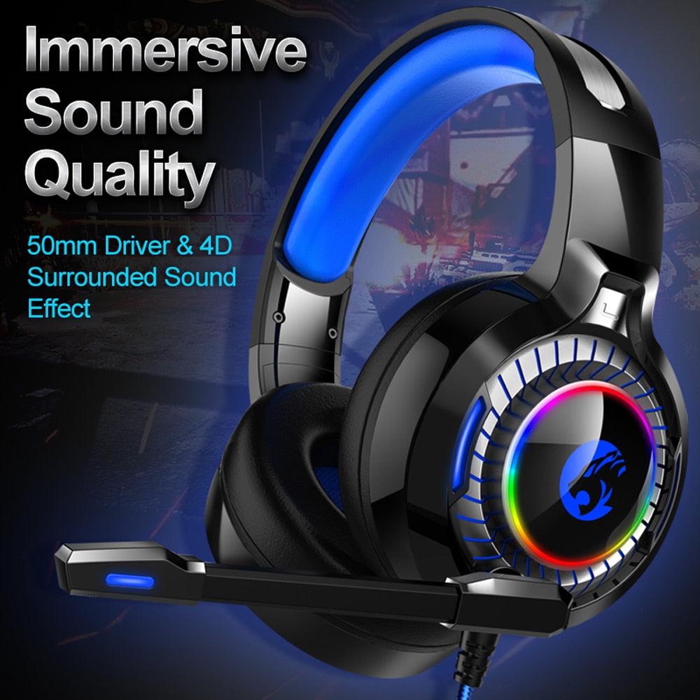 PS4 Gaming Headphones 4D Stereo RGB Headset with Microphone for New Xbox One/Laptop/PC Tablet Gamer (AH)(F49)