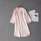 Trending Faux Silk Women's Sleep Dress - Casual Half Sleeve Lapel Collar Nightwear (D90)(ZP2)