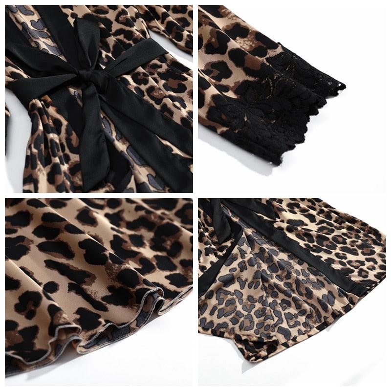 Gorgeous New Fashion 4 Piece Women's Pajamas Set - Leopard Print Sleepwear (D90)(ZP1)