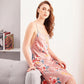 Sexy Strapped Women's Nightgowns - Floral Printed Faux Silk Sleepwear - Elegant Backless Women's Dresses (D90)(ZP2)