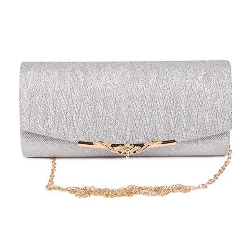 Gorgeous Shiny Women Evening Bag - Wedding Clutch Bag - With Chain - Luxury Glitter Party (D43)(WH1)(WH6)