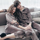 Amazing Women & Men Autumn Winter Pajamas Set - Sleepwear Couple Pajamas - Gold Velvet Top And Pants (ZP3)(F90)