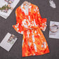 Great Women's Robe - Pajamas Faux Silk Summer Thin Printing Nightgown - Robe Sleepwear (ZP4)(F90)