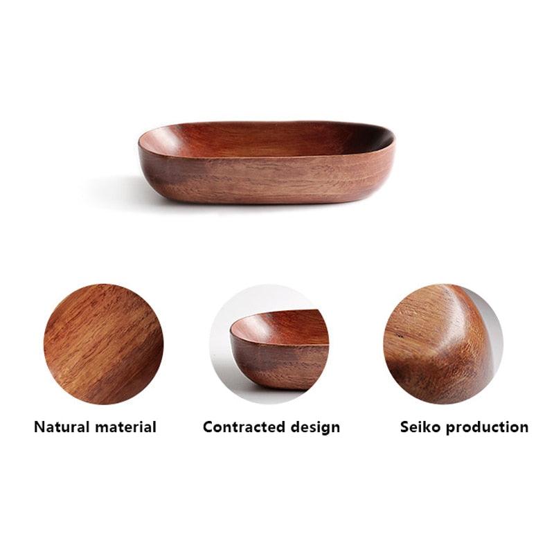 Japanese-Style Dried Fruit Dish Solid Wood Tableware Food Serving Tray (AK7)