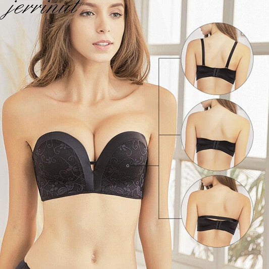 Women Bra Wire Free Sexy Push Up Invisible Bras Front Closure Underwear for  Female Brassiere Strapless Bralette ABC Cup : : Clothing, Shoes &  Accessories
