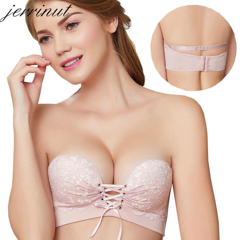 Invisible Strapless Sexy Push Up Lace Bra Embroidery Underwear