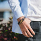 Customized 3-Layers Brown Leather Bracelets - Personalized Engraving Name Infinity Wristband Bracelets (2U83)
