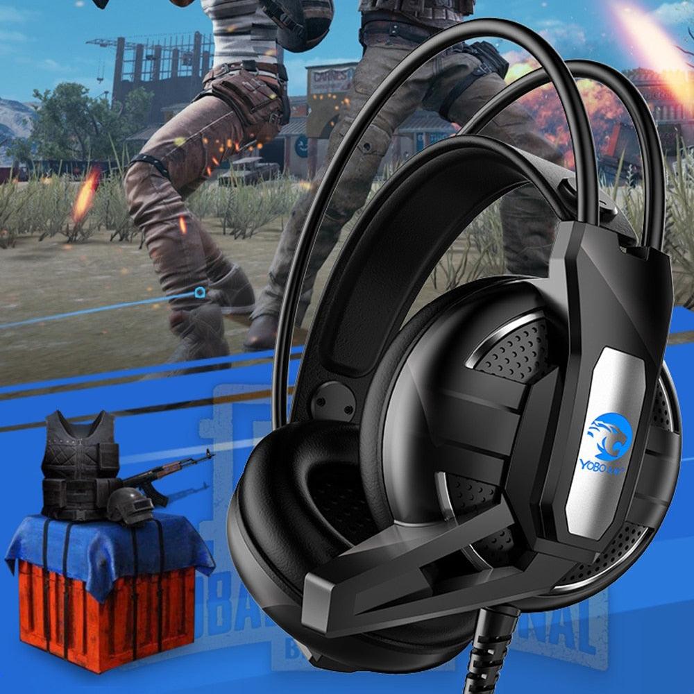 Trending Internet cafe Gaming Headphone - Stereo Earphones Headset Earphones with Microphone for PC Mobile Phone Game (AH)