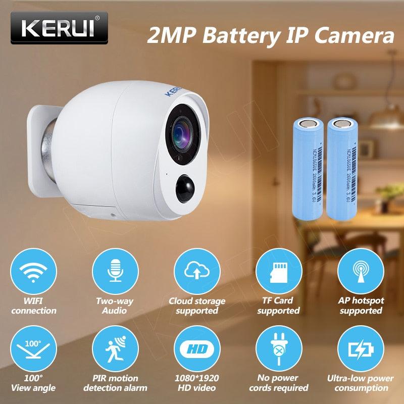 KERUI 2MP IP Camera Battery Surveillance Security Monitor WiFi Wireless CCTV PIR Alarm Audio Cloud Storage (MC8)(F54)