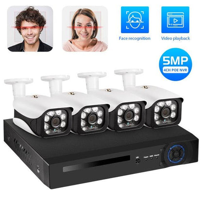 KERUI 4CH 5MP Wireless POE NVR KIts Security Camera System Outdoor CCTV Video Surveillance Video Recorder Kit Face Record (D52)(MC8)