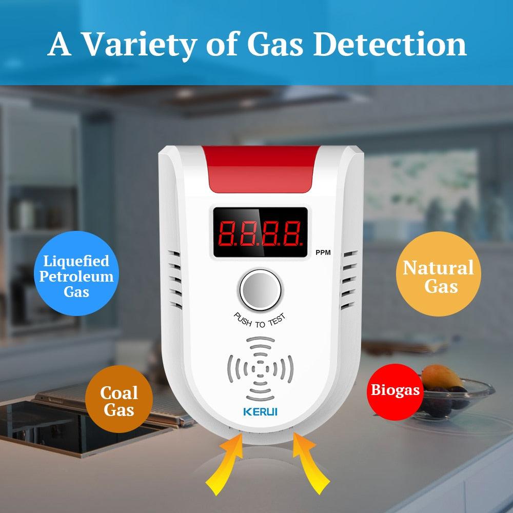 KERUI GD13 LPG GAS Detector Alarm Wireless Digital LED Display Natural Leak Combustible Gas Detector For Home Alarm System (D52)(MC8)