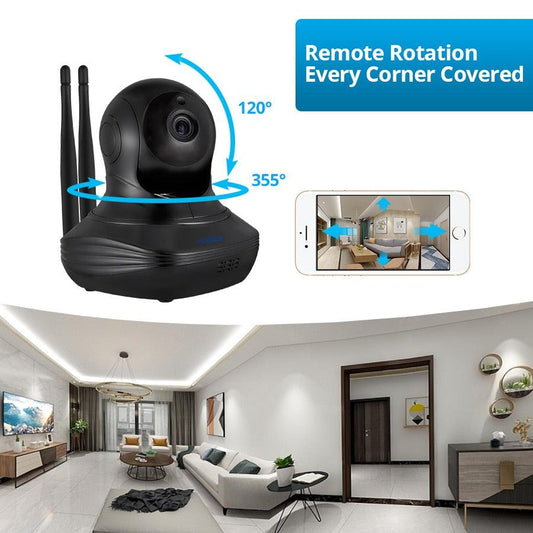 KERUI HD 720P 1.0MP Wireless IP Camera Home Alarm Security Cam Burglar Surveillance Indoor WiFi Camera Night Vision (MC8)(F54)