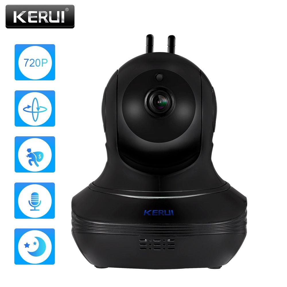 KERUI HD 720P 1.0MP Wireless IP Camera Home Alarm Security Cam Burglar Surveillance Indoor WiFi Camera Night Vision (MC8)(F54)