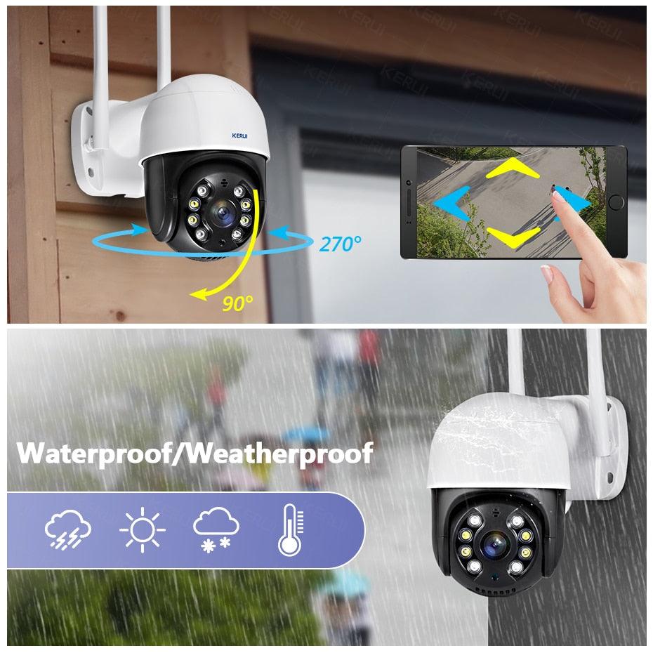 KERUI Outdoor Waterproof Wireless 3MP WiFi IP Camera Dome 4X PTZ Digital Zoom IR Camera Home Security Onvif CCTV Surveillance (MC8)