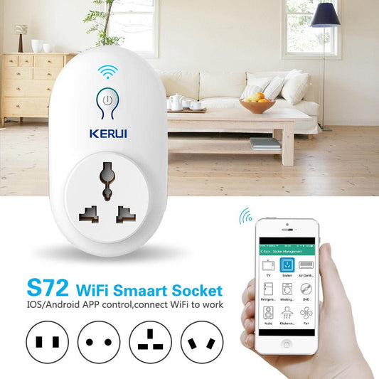 KERUI S72 wifi power socket plug outlet,smart Home Automation APP Control swit With EU AU US UK plug for iphone xiaomi Android (MC8)