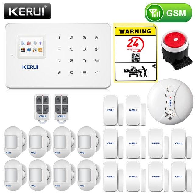 KERUI Wireless Smart Home GSM Security Alarm System Kit APP Control With Auto Dial Motion Detector Sensor Burglar Anti Theft SMS (MC8)(F54)