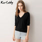 Nice Half Sleeve Knitted Blouse - Women Summer Ladies V-neck Blouses - Blouse Knitted Women Tops - Plus Size (TB1)(F19)