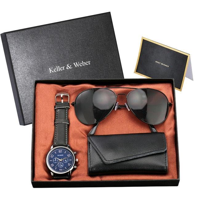 Men Watches Sunglasses Key Package - High Grade Box Watch Sets (D84)(1MA1)