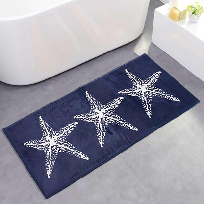 Kitchen-Floor-Rug-Bathroom-Carpet-Blue Starfish-Pattern-Door-Mat-45-x18-Anti-slip-Soft-Flannel-Door-Mat (RU4)(1U68)(F68)