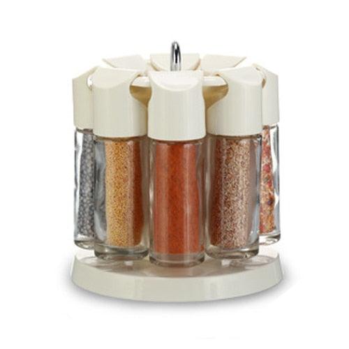 Kitchen Jars For Spices - Rotating Glass Cruet Seasoning Jar Set (AK8)