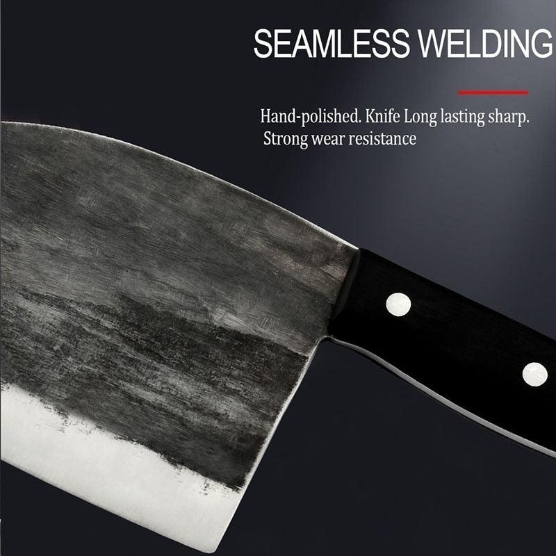 Kitchen Knife Bone Chopper Full Knife Handmade Forged Tang Handle Chinese Butcher High Carbon Steel Chef Knives (AK5)(1U61)