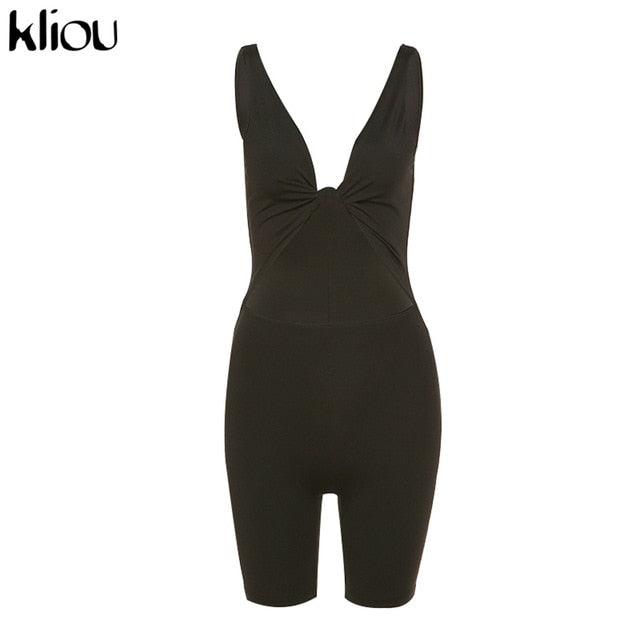 Gorgeous Casual Solid Elastic Skinny Rompers Women 2021 Sleeveless Backless Active Playsuits Workout Summer Biker Shorts Playsuit (FH)(FHW1)(1U31)(1U24)(TSP4)