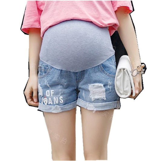 Trending Maternity Hole Jeans - Summer Denim Short Pants - Pregnant Women Casual Shorts - Streetwear Care Belly (D4)(Z2)