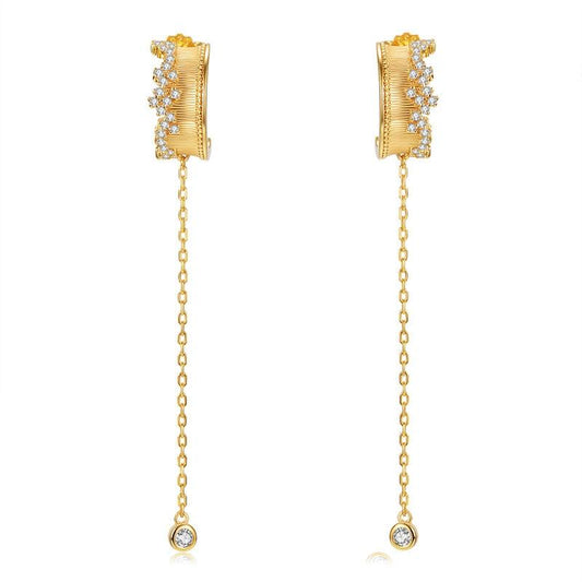 Trending 925 Sterling Silver Stars Drop Earrings - Women Vintage Ear Line Jewelry (2JW2)