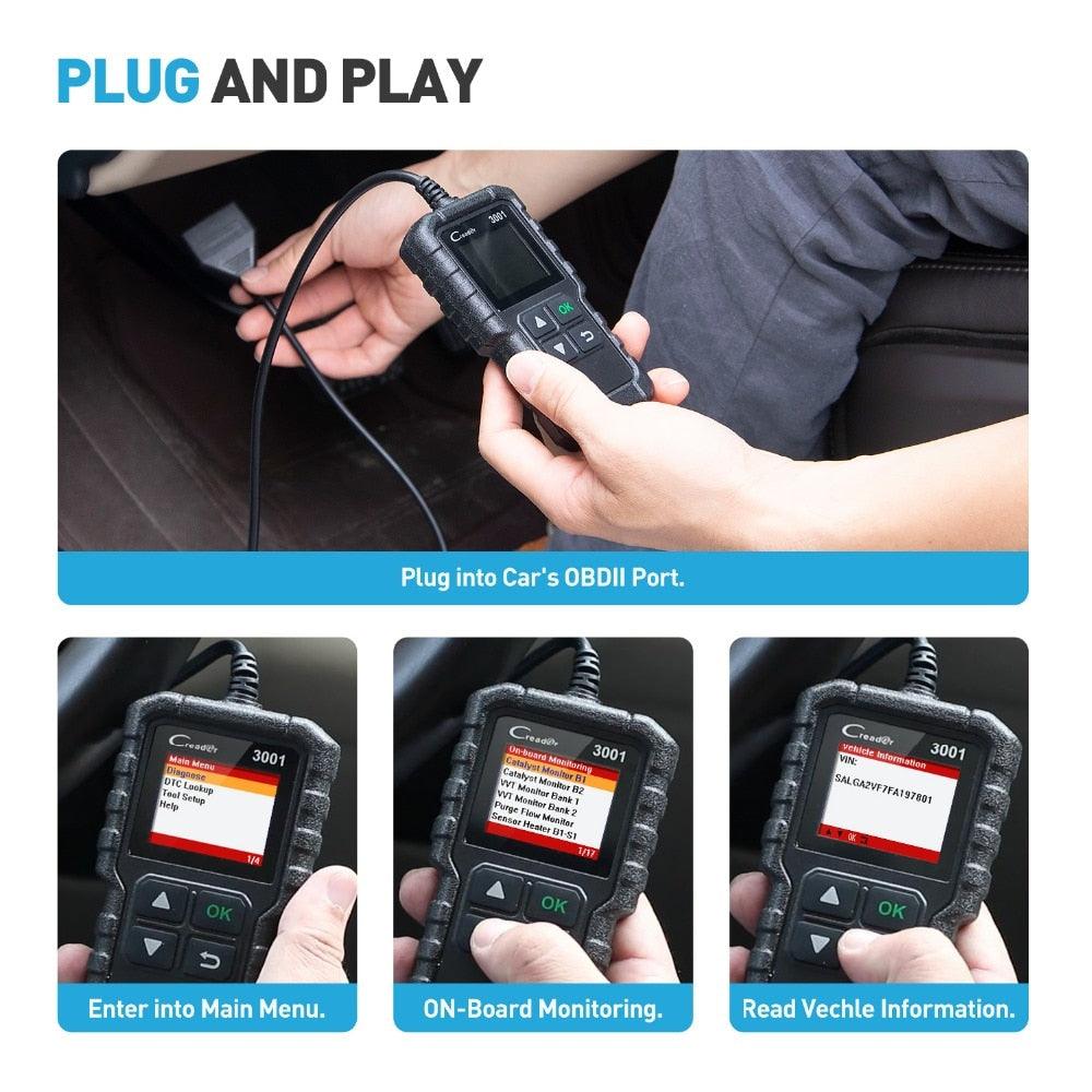 Good Full OBD2 Scanner OBDII Code - Great Car Diagnostic Tool - Turn Off Engine Light , Free Update, Etc (1U89)(7WH1)