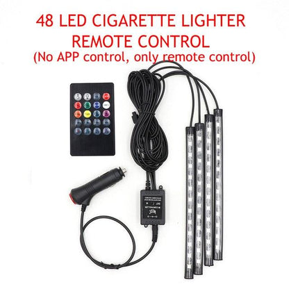 Trending Great LED Car Foot Light - Ambient Lamp With USB Wireless Remote Music Control - Automotive Interior Decorative Lights (D89)(7WH1)