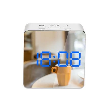 LED Mirror Alarm Clock Digital Snooze Table Clock Wake Up Light Electronic Large Time Temperature Display (HA4)(1U57)