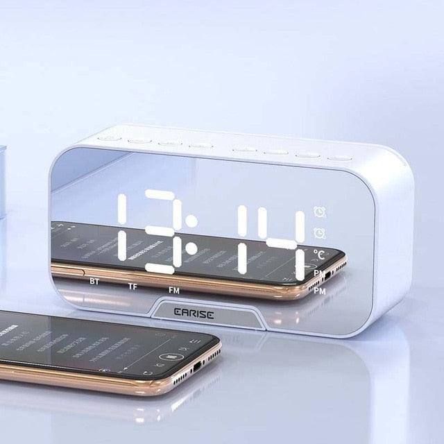 LED Mirror Alarm Clock - Digital Table Clock Desk Clock - Temperature Calendar Function with USB Home Decoration Clock (HA4)(1U57)