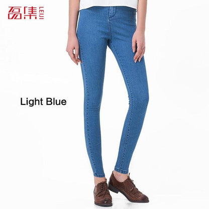 Women Push Up Jeans - Plus Size - High Waist Full Length Women Casual Stretch Skinny Pencil Pants (TB6)(F21)