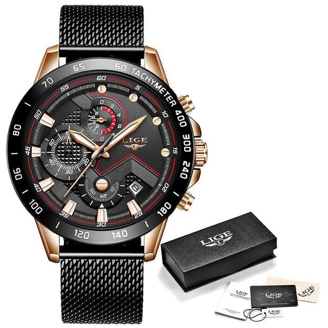 Men's Watches - Luxury Quartz Gold Watch - Men Casual Mesh Belt Military Waterproof Sport Wrist Watch (D84)(MA9)